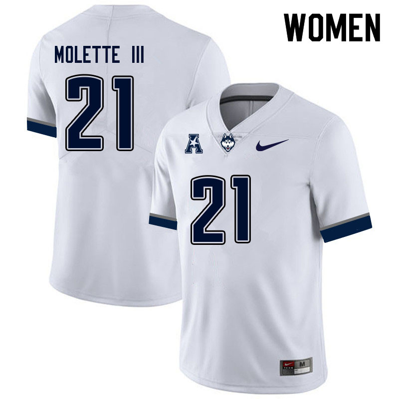 Women #21 Lee Molette III Uconn Huskies College Football Jerseys Sale-White